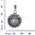 Natural Rainbow Moonstone Gemstone 925 Sterling Silver Pendant